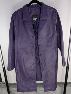 Via Accenti Genuine Purple Leather Duster